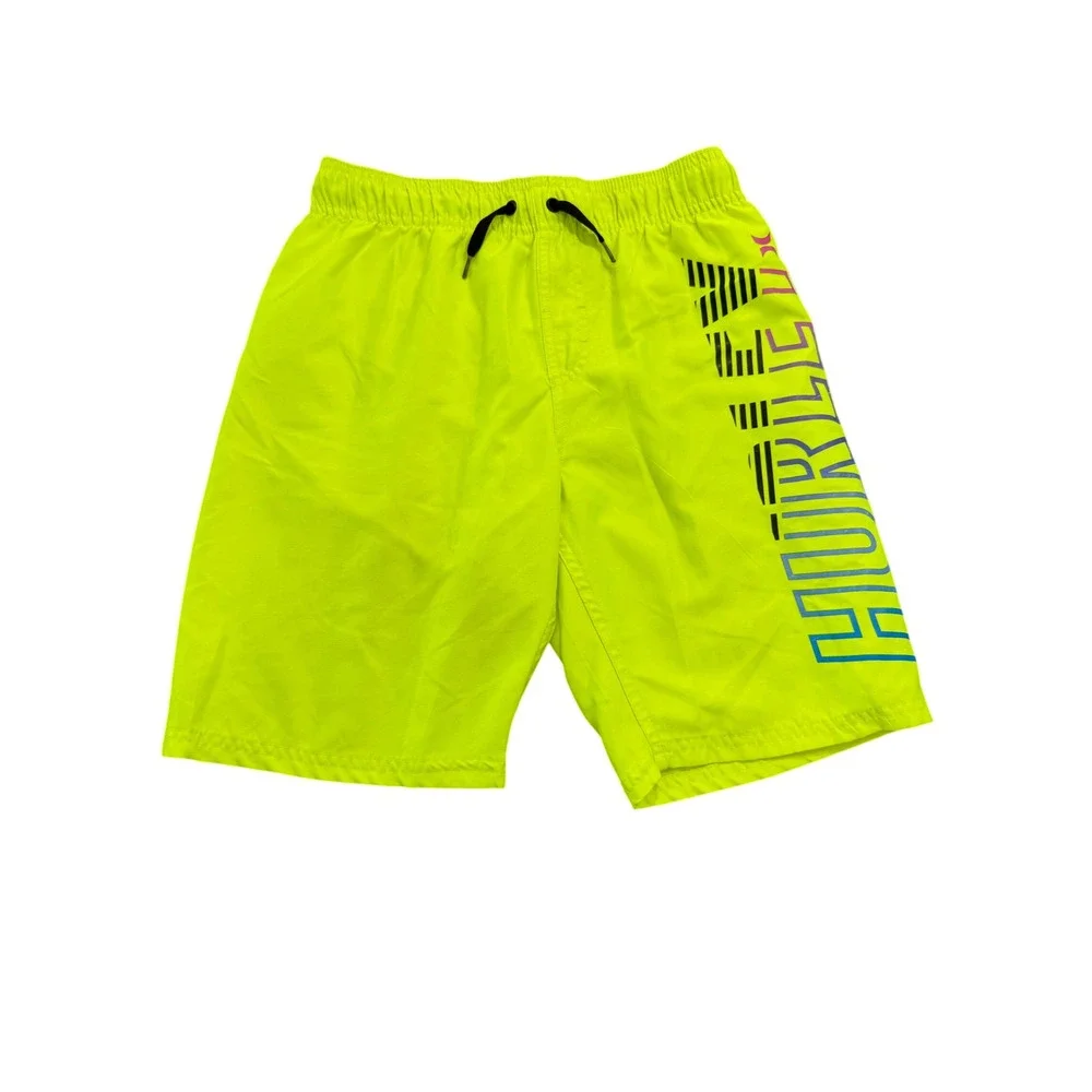 Hurley Neon Yellow Volley Swim Trunks Boys Size Medium M Board Shorts Swimsuit